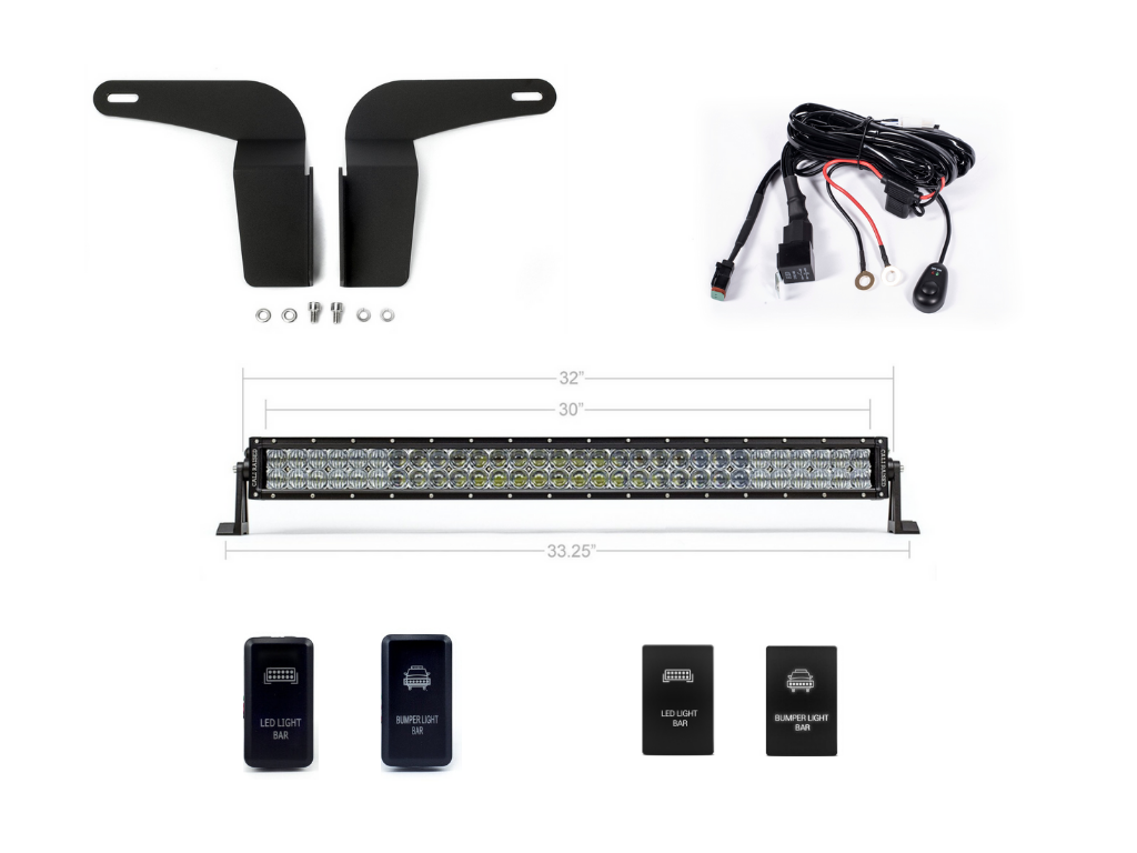 2005-2015 Toyota Tacoma 32" Lower Bumper Flush LED Light Bar Brackets/Combo - Cali Raised LED