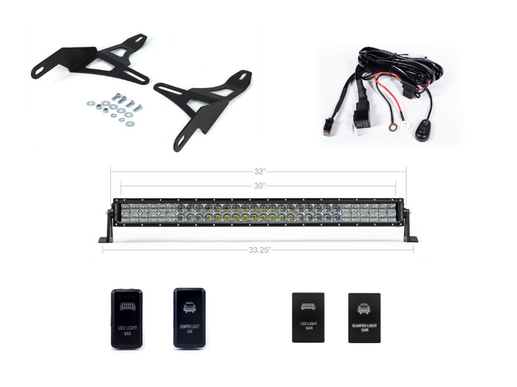 2016-2020 Toyota Tacoma 32 Lower Bumper Hidden LED Light Bar Brackets/Combo - Cali Raised LED