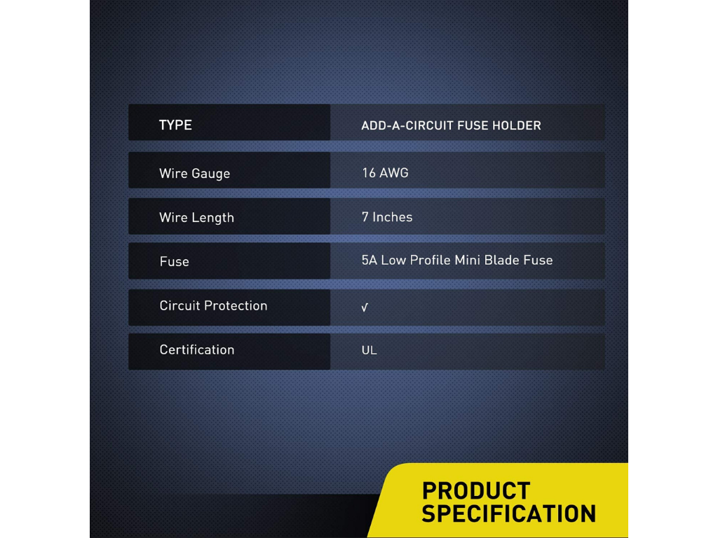 12V Add A Fuse Kit W/5Amp Lo Profile Mini Blade Fuse - Cali Raised LED