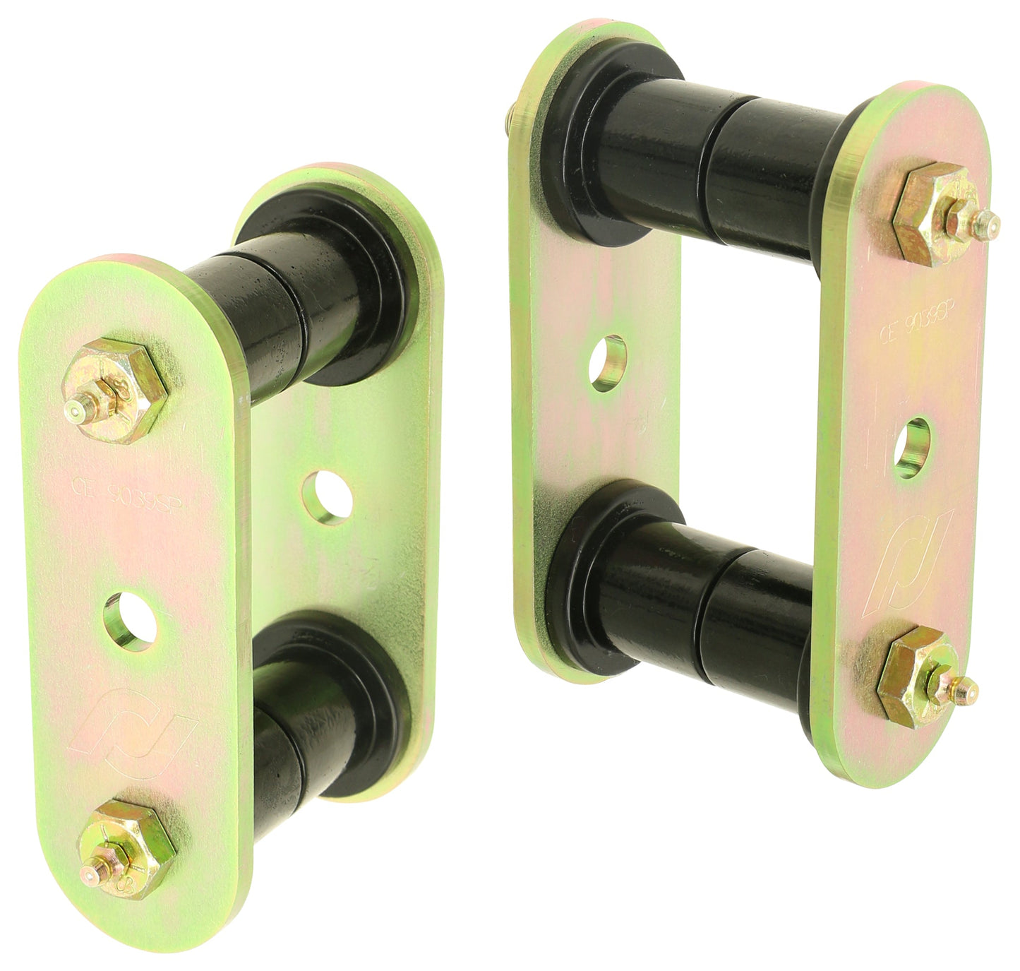 RockJock HD Leaf Spring Shackles, YJ Rear, Incl. Urethane Bushings, HD Greasable Bolts, Pair