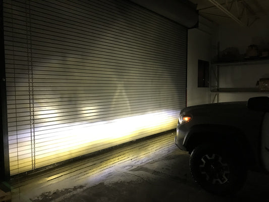 Tri-Color Fog Light Replacement Bulbs shining White/Amber light - Cali Raised LED