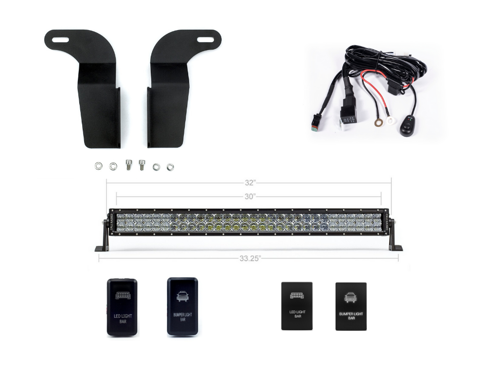 2005-2015 Toyota Tacoma 32" Lower Bumper Hidden LED Light Bar Brackets/Combo - Cali Raised LED