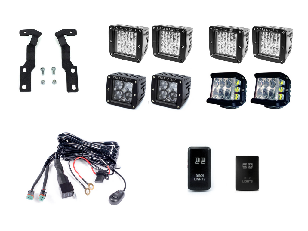 2016-2020 Toyota Tacoma Low Profile Ditch Light Brackets/Combo - Cali Raised LED