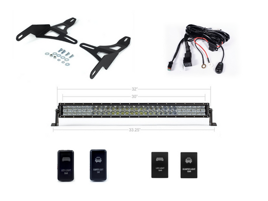 2016-2020 Toyota Tacoma 32 Lower Bumper Hidden LED Light Bar Brackets/Combo - Cali Raised LED