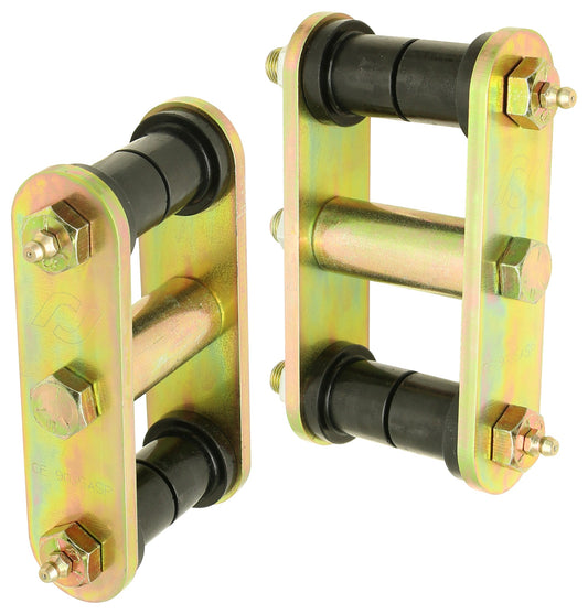 RockJock HD Leaf Spring Shackles, 76-86 CJ Front, Incl. Urethane Bushings, HD Greasable Bolts, Pair