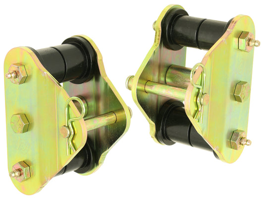 RockJock HD Leaf Spring Shackles, YJ Front, Incl. Urethane Bushings, HD Greasable Bolts, Pair, For Use w/ CE-9033F or CE-9033D