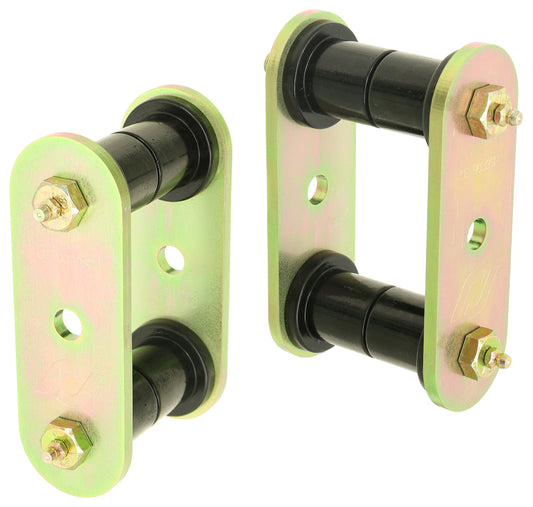 RockJock HD Leaf Spring Shackles, YJ Rear, Incl. Urethane Bushings, HD Greasable Bolts, Pair, For Use w/ ProComp Springs
