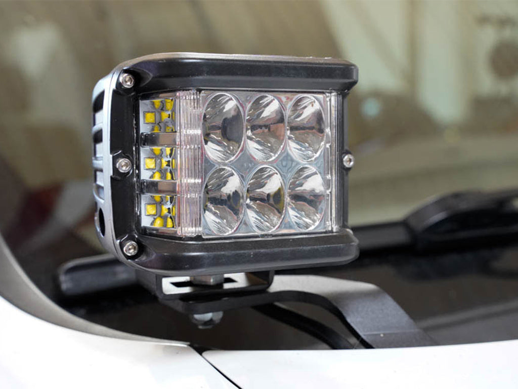 2010-2020 Lexus GX 460 Low Profile LED Side Projecting Ditch Light Mounted to White Vehicle - Cali Raised LED